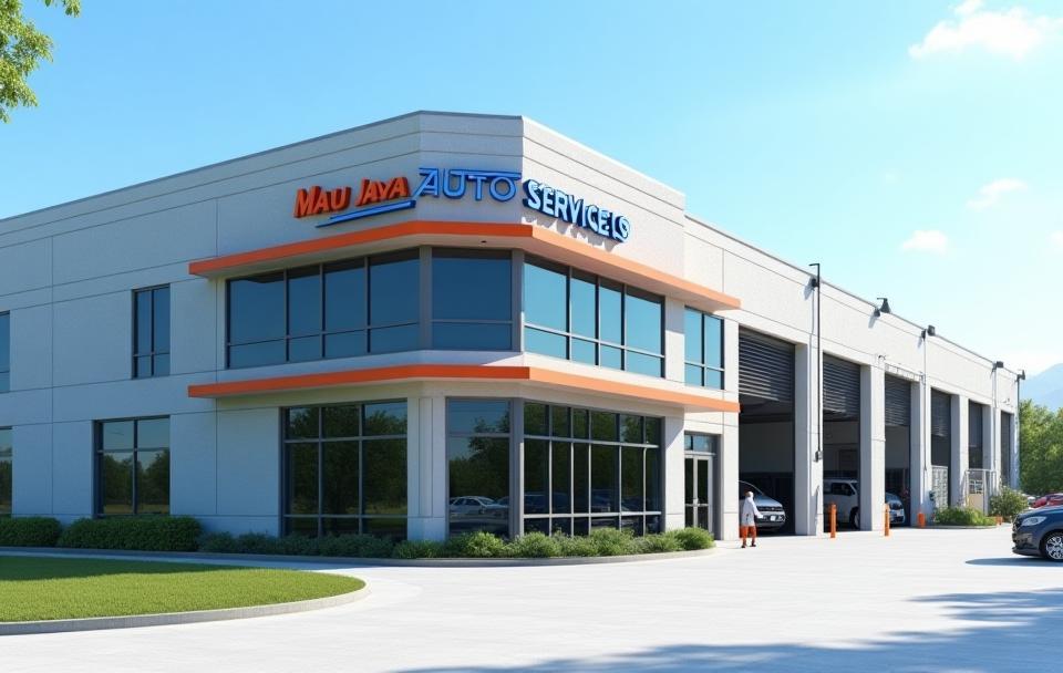 Exterior view of the clean and welcoming Maju Jaya Auto Services workshop